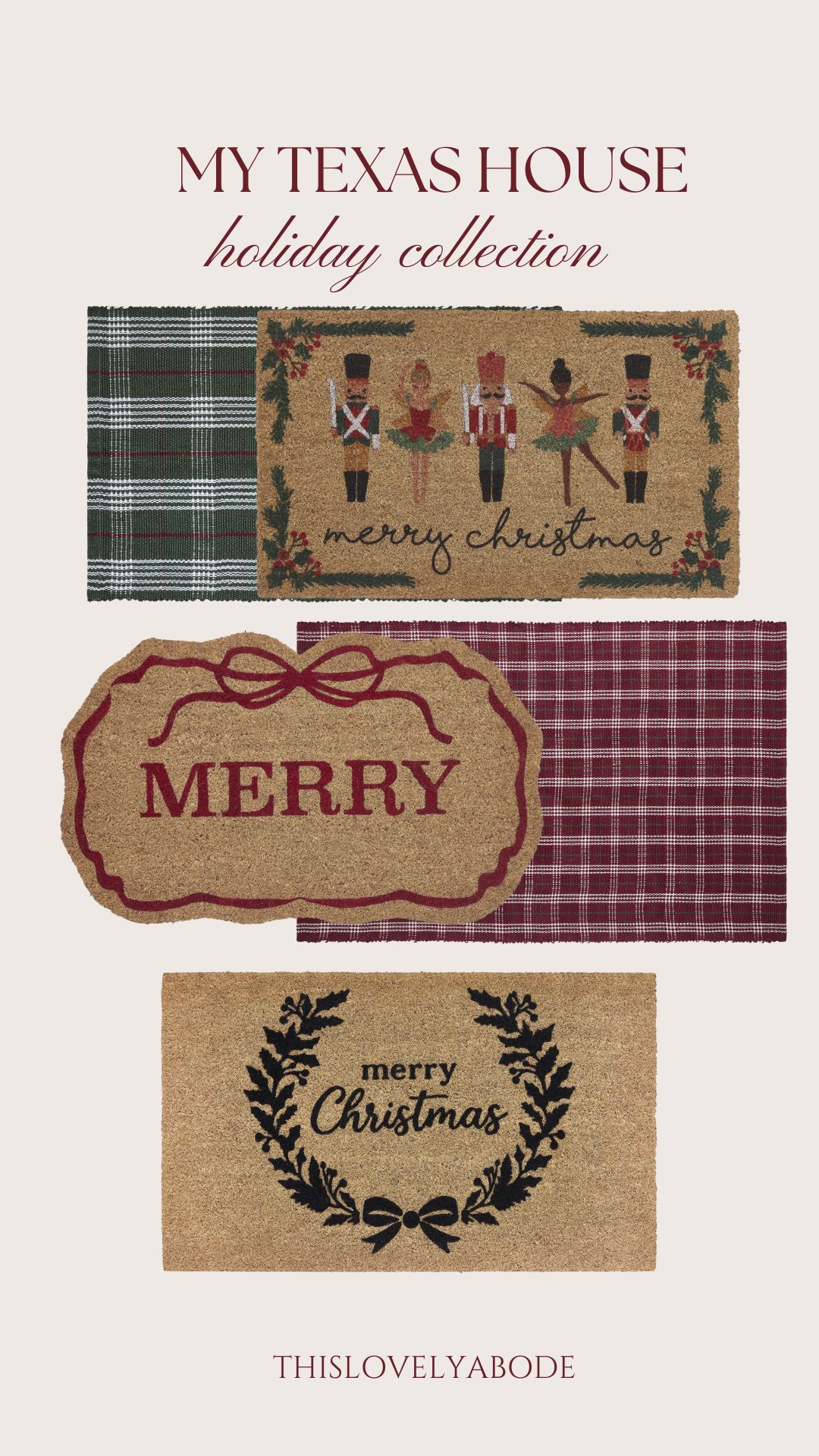 These NEW holiday front door mats and layering rugs are the perfect addition for a festive front porch!

#mytexashouse #christmasfrontdoormat #layeringrugs #walmart #holidaydecor #christmasdecor 

 #LTKSeasonal #LTKHome