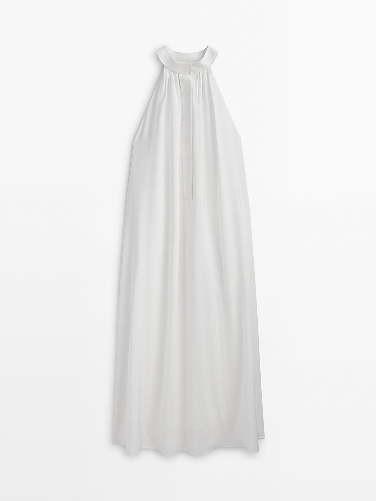 Langes weitschwingendes Neckholder-Kleid | Massimo Dutti DE