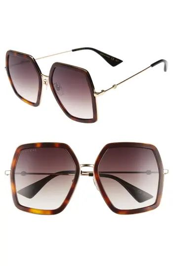 Women's Gucci 56Mm Sunglasses - Havana/ Brown | Nordstrom
