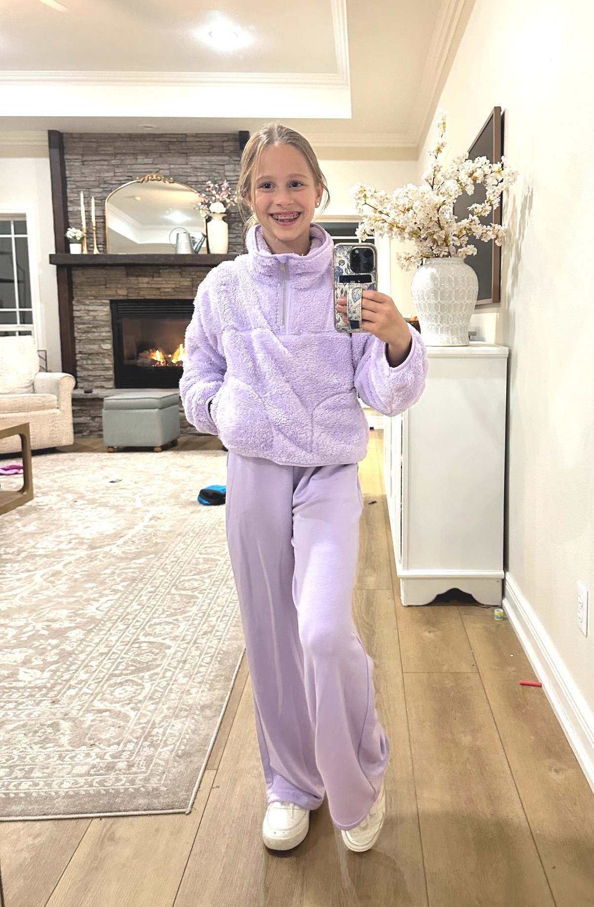 A target run to get a trash can wastebasket for jdubs room turned a little *target haul.* couldn’t resist this fleece Sherpa set for my 9 year old girl!!! Too cute!! Wearing size L (10-12) in both & just cinched in the drawstring on the pants to fit her tiny waist. Would make an amazing Christmas gift for kids! 

Target kids clothes, target find, gift ideas for little girls, warm up two piece set, funnel neck pullover fleece, wide leg drawstring comfy pants, girls casual outfits, school outfit idea 

#LTKFamily #LTKKids #LTKGiftGuide