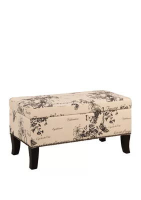 Linon Home DÃ©cor Products Mattie Botanical Linen Ottoman, Black | Belk