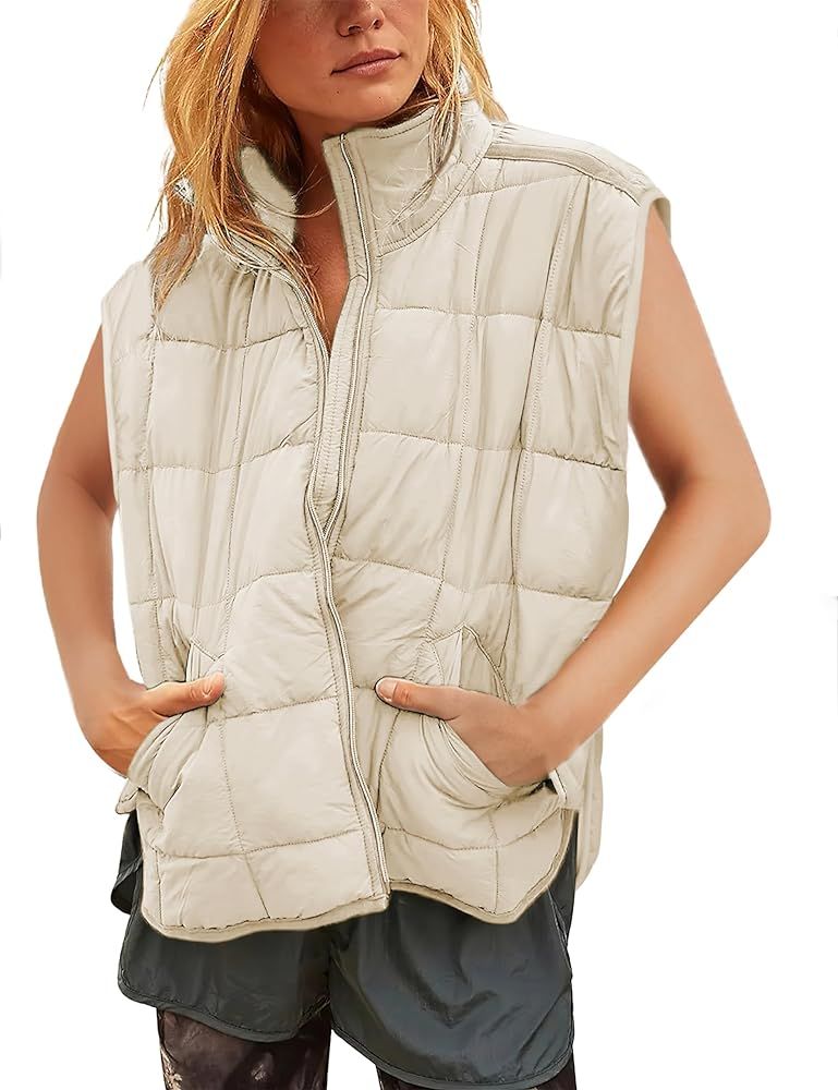 Xiaoxuemeng Puffer Vest Women Lightweight Zip Up Quilted Vest Padded Gilet Sleeveless Jacket with... | Amazon (US)