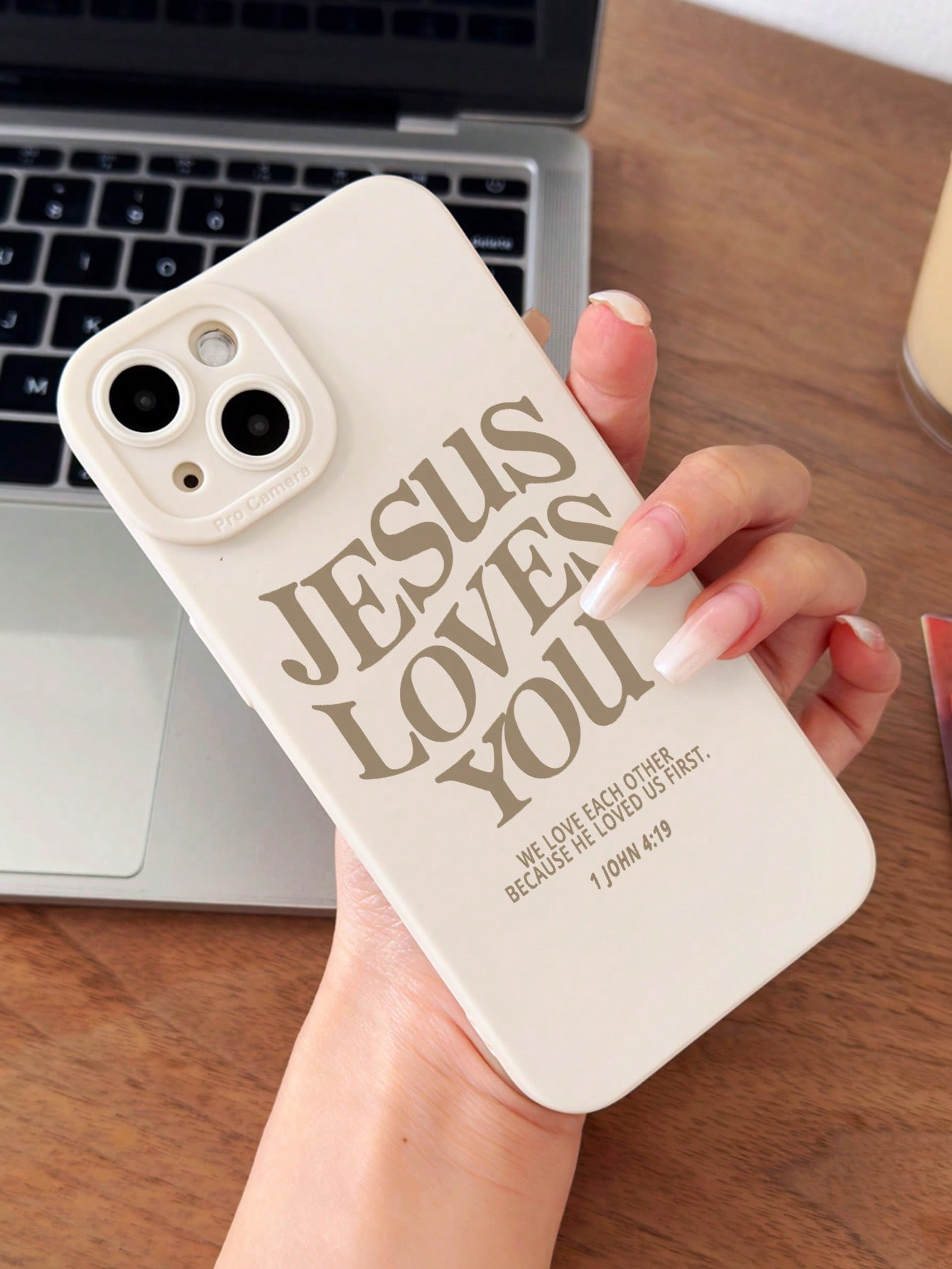 1pc Minimalist Slogan Solid Color Pattern Jesus Vintage Cat Eye Full Cover Phone Case Suitable Co... | SHEIN