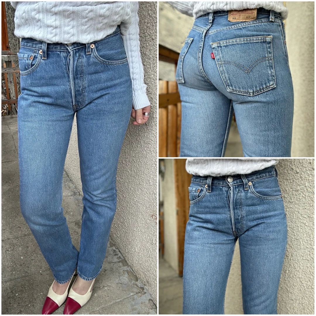 Levis 501 Jeans W25 L30 Vintage 501s Medium Blue Stonewash Faded 90s Levis Denim Straight Leg But... | Etsy (US)