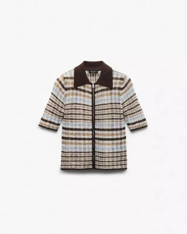 Leva Plaid Zip Polo Sweater | rag & bone