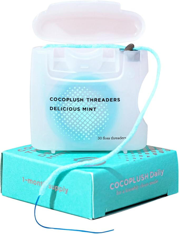 Cocofloss CocoPlush Threaders, Dental Floss for Implants, Bridges, and Braces, Mint, Waxed, Denti... | Amazon (US)