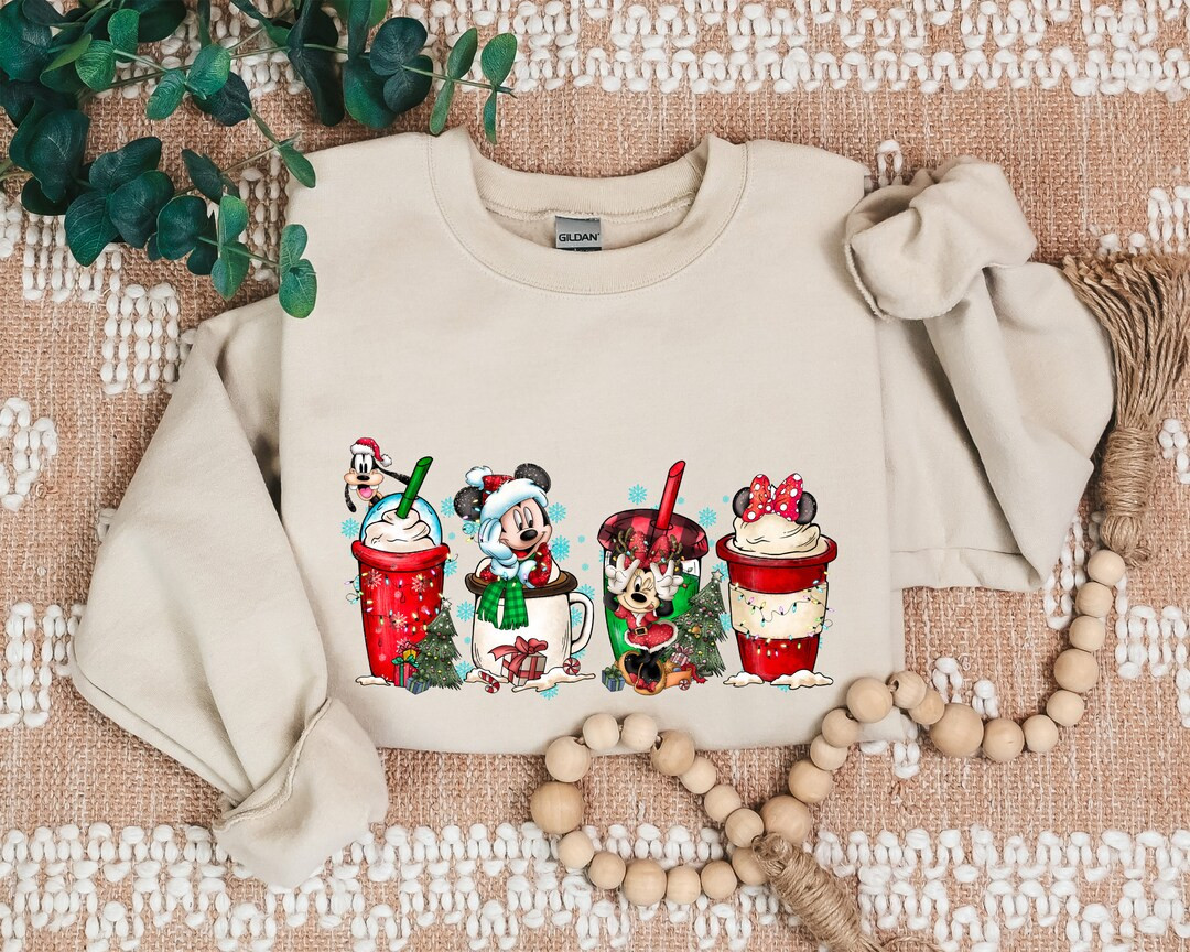 Disney Mickey Minnie Pluto Christmas Coffee Sweatshirt Disney - Etsy | Etsy (US)