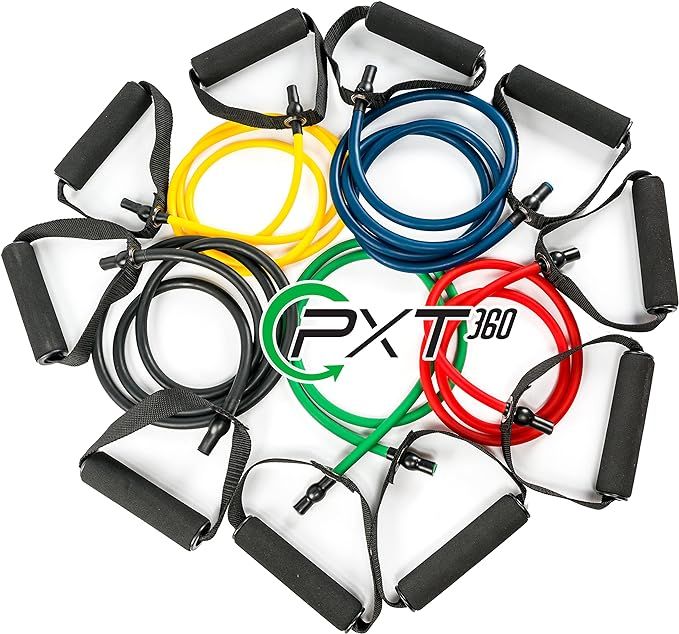 Resistance Bands with Handles by PXT360 | Complete Set of 5 Heavy Weights Exercise Tube Band from... | Amazon (US)
