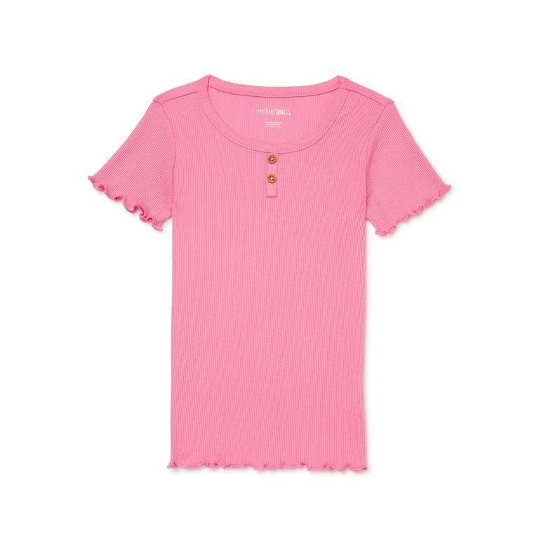 Garanimals Toddler Girl Short Sleeve Rib Henley T-Shirt, Sizes 18M-5T | Walmart (US)