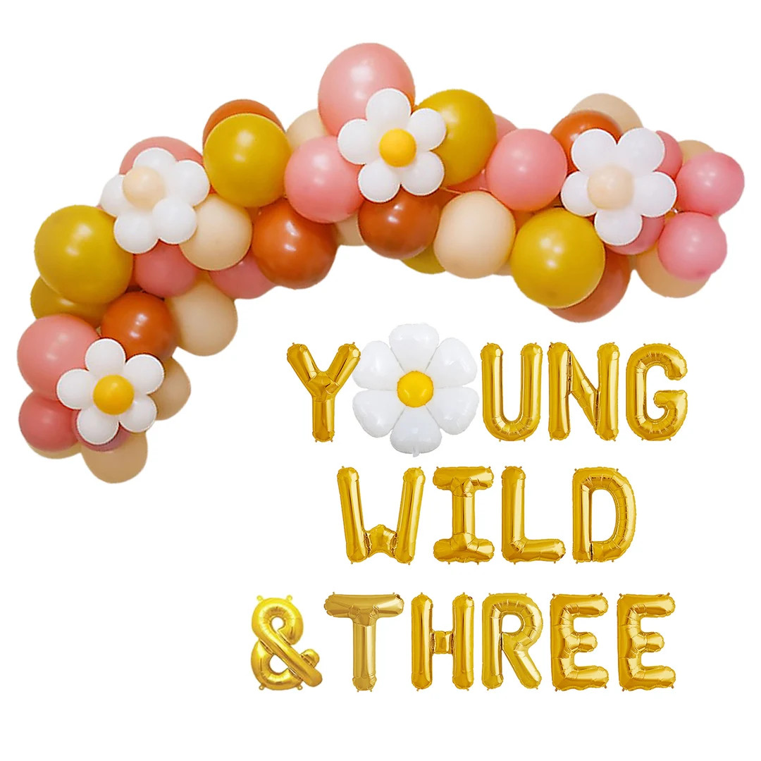 Young Wild&Three 3rd Birthday with Garland Set | Groovy Daisy 3rd Birthday young wild and three p... | Etsy (US)