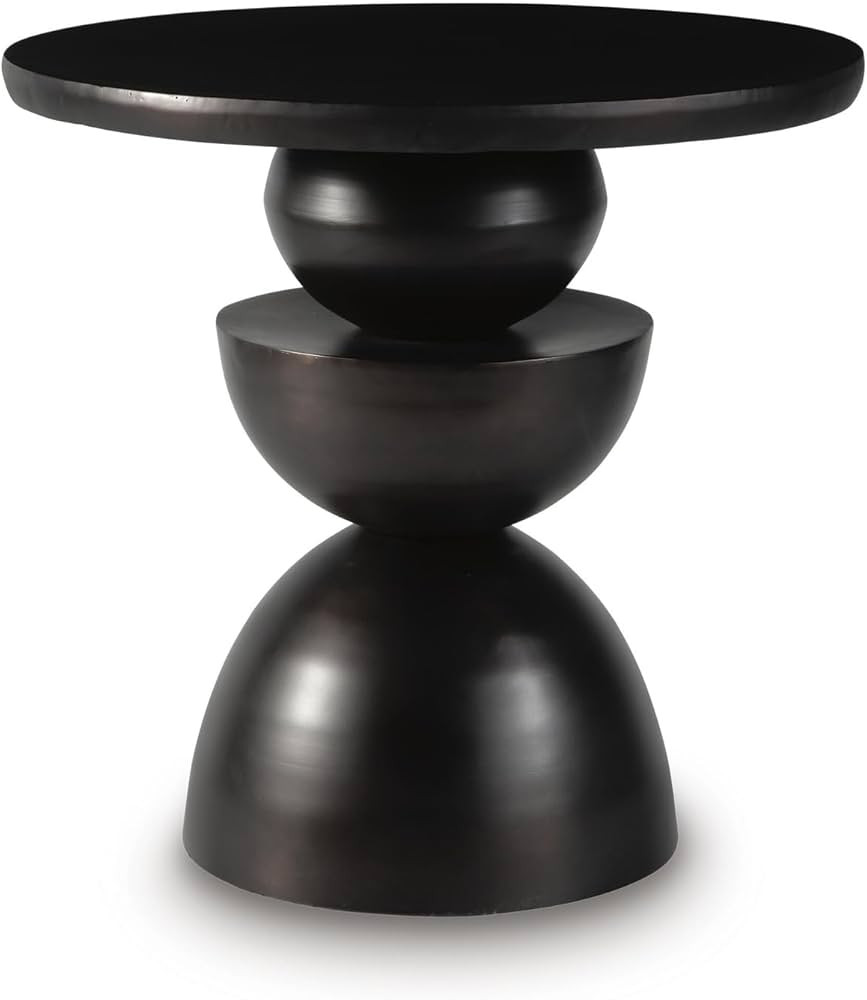 Signature Design by Ashley Kurtson Modern Metal Accent Table with Pedestal Base, Black | Amazon (US)