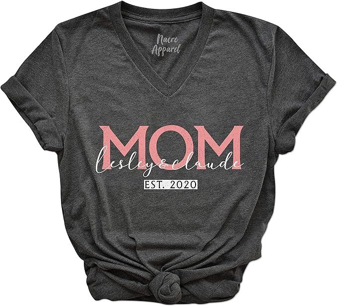 Mom Shirts with Kids Names Personalized Mommy Birthday Tees Mothers Day Outfits | Amazon (US)