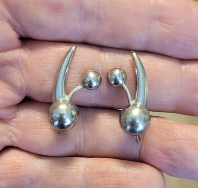 Vintage Sterling Silver Modernist Retro Mid Century 1960s Screw Back Earrings | eBay US