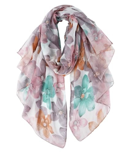 GERINLY Lightweight Scarves Fashion Flowers Print Women Cotton Wrap Scarf Head Shawl Fall Gift | Amazon (US)