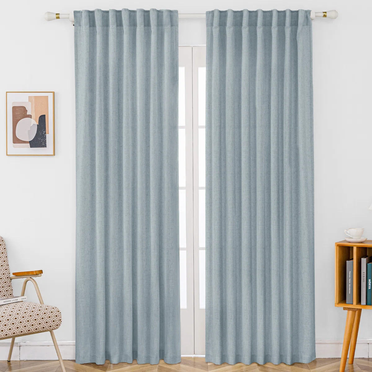 Toyoko Linen Blended Semi-Sheer Back Tab Curtain Pair (Set of 2) | Wayfair North America