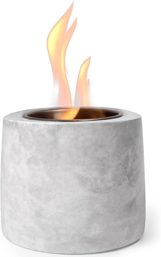 Table Top Fire Pit Bowl - Concrete Tabletop Firepit Decorations Mini Alcohol Fireplace Indoor Outdoor Decor Portable Small Smores Maker for Garden Patio Balcony Wedding Housewarming Birthday Gifts | Amazon (US)