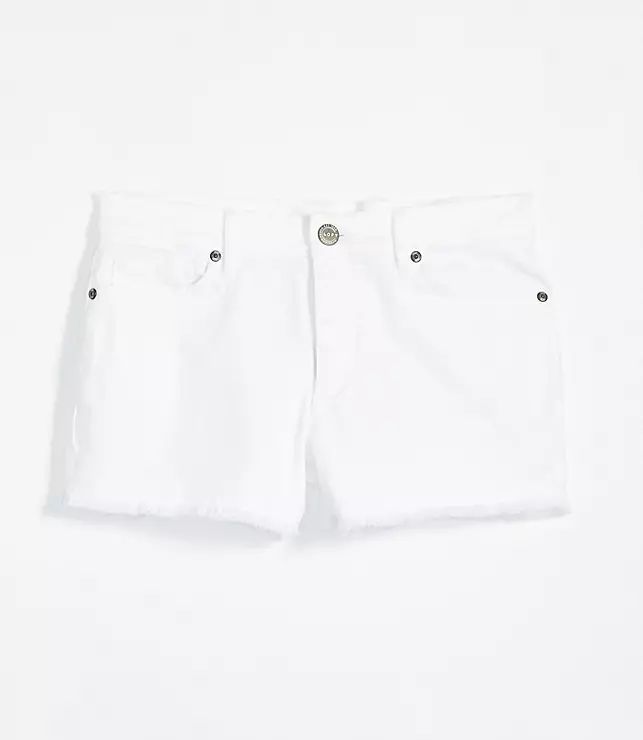 Cut Off Denim Shorts in White | LOFT | LOFT
