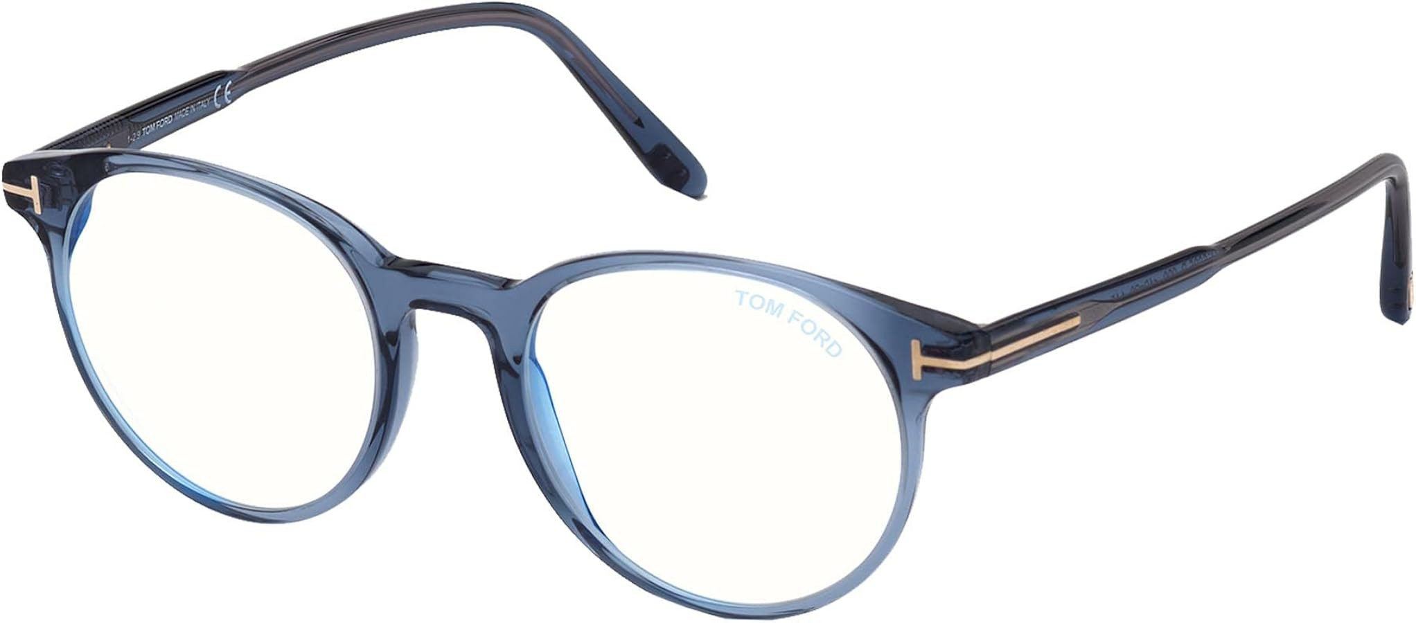 Tom Ford Eyeglasses FT 5695 -B 090 Shiny Transparent Blue/Block Lenses | Amazon (US)