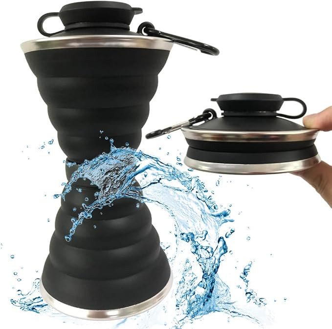 Collapsible Water Bottle, Camping Cup With Carabiner, Reuseable Silicone Foldable Leak Proof Port... | Amazon (US)