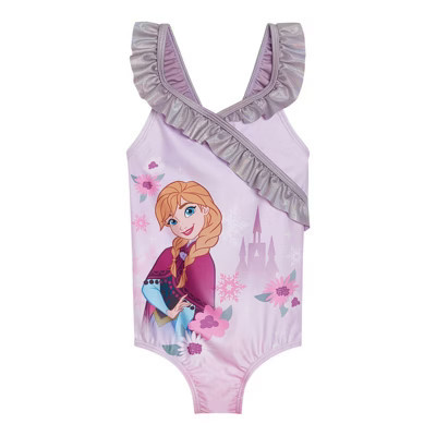 Disney Frozen Princess Anna Toddler Girls UPF 50+ V-neck One Piece Bathing Suit Pink 4T | Target