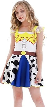 Jurebecia Jessie Costume for Little Girls Cowgirls Dress Up Birthday Party Lace Ruffle Sleeve Out... | Amazon (US)