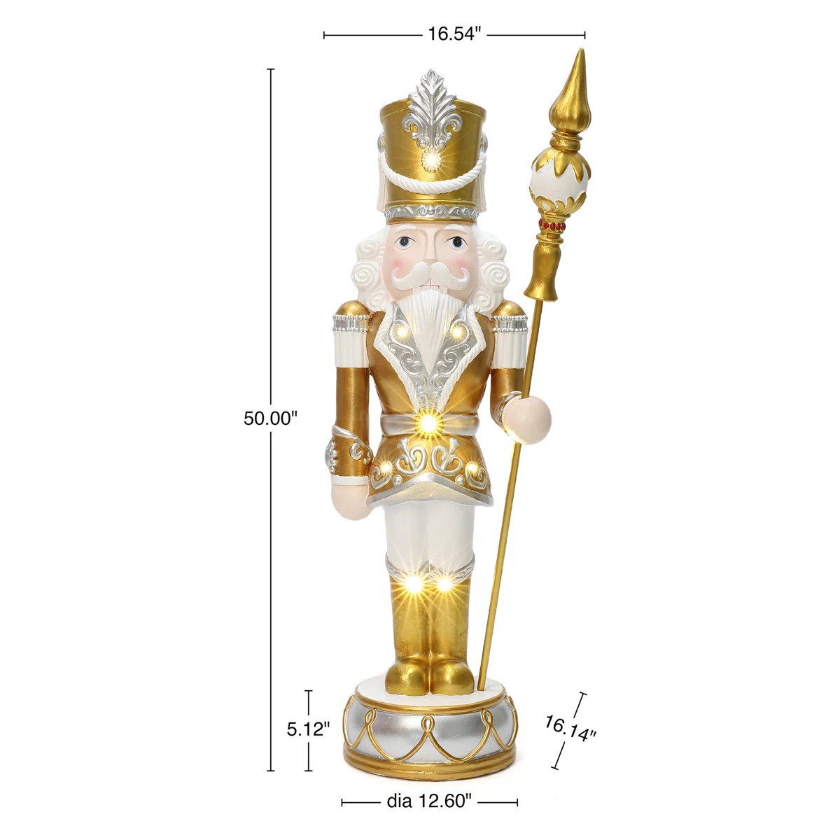 4Ft Lighted Silver and Gold Nutcracker Soldier with Scepter, Christmas Decoration | Wayfair North America