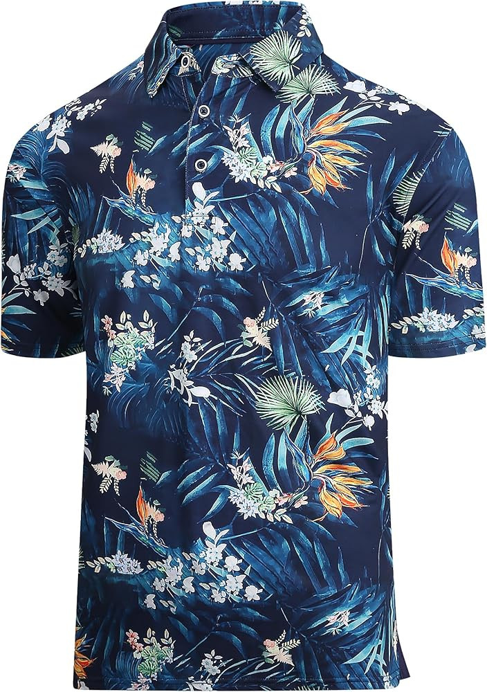 Esabel.C Golf Shirts for Men Dry Fit Performance Short Sleeve Print Moisture Wicking Collared Shi... | Amazon (US)