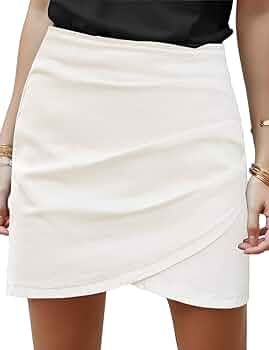 Vetinee Women's Tulip Hem Shirred Washed Casual Bodycon Short Jean Denim Skirt | Amazon (US)