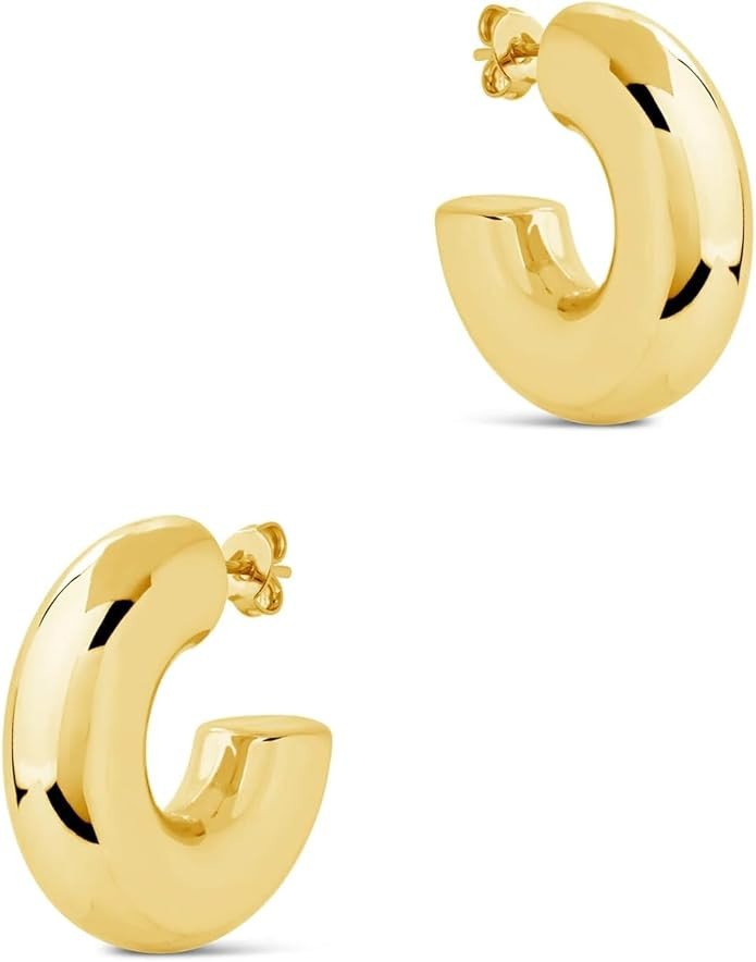 CONRAN KREMIX Waterproof Chunky Gold Hoops Earrings for Women Non Tarnish, Thick Gold Plated Circ... | Amazon (US)