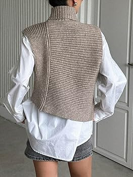 Milumia Women's High Turtle Neck Wrap Sweater Vest Knit Sleeveless Pullover Tank Tops | Amazon (US)
