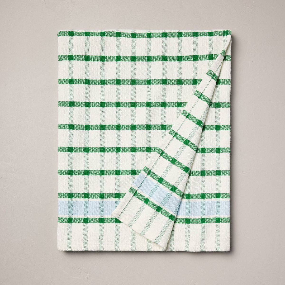 Checkered Plaid Woven Throw Blanket Cream/Light Blue/Green - Hearth & Hand™ with Magnolia | Target