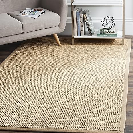SAFAVIEH Natural Fiber Collection 11' x 15' Maize / Linen NF141B Border Sisal Area Rug | Amazon (US)