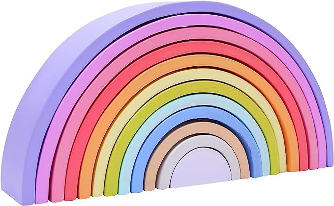 SHIERDU 12-Piece Rainbow Stacking Toy, Montessori Toddler Toy, Rainbow Stacker, 3 4 5 Year Old Bo... | Amazon (US)