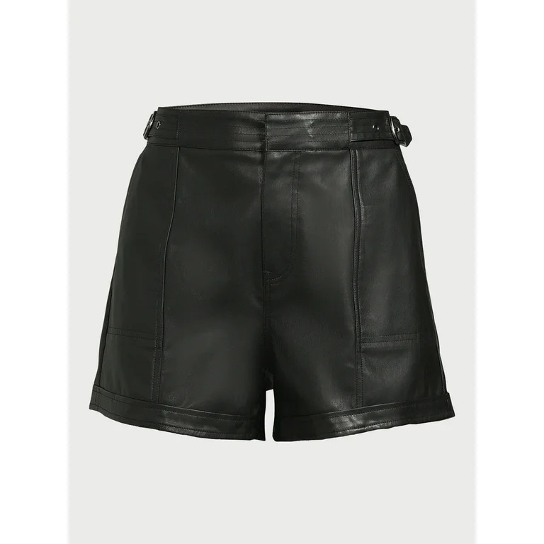 Sofia Jeans Women's High Rise Faux Leather Shorts, 3.5" Inseam, Sizes 00-22 | Walmart (US)