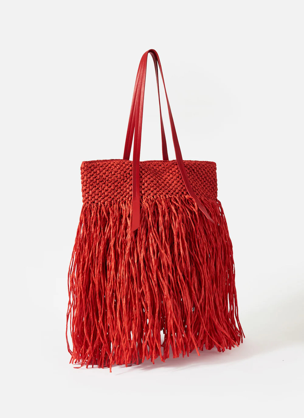 Red Fringe Straw Bag | Mint Velvet
