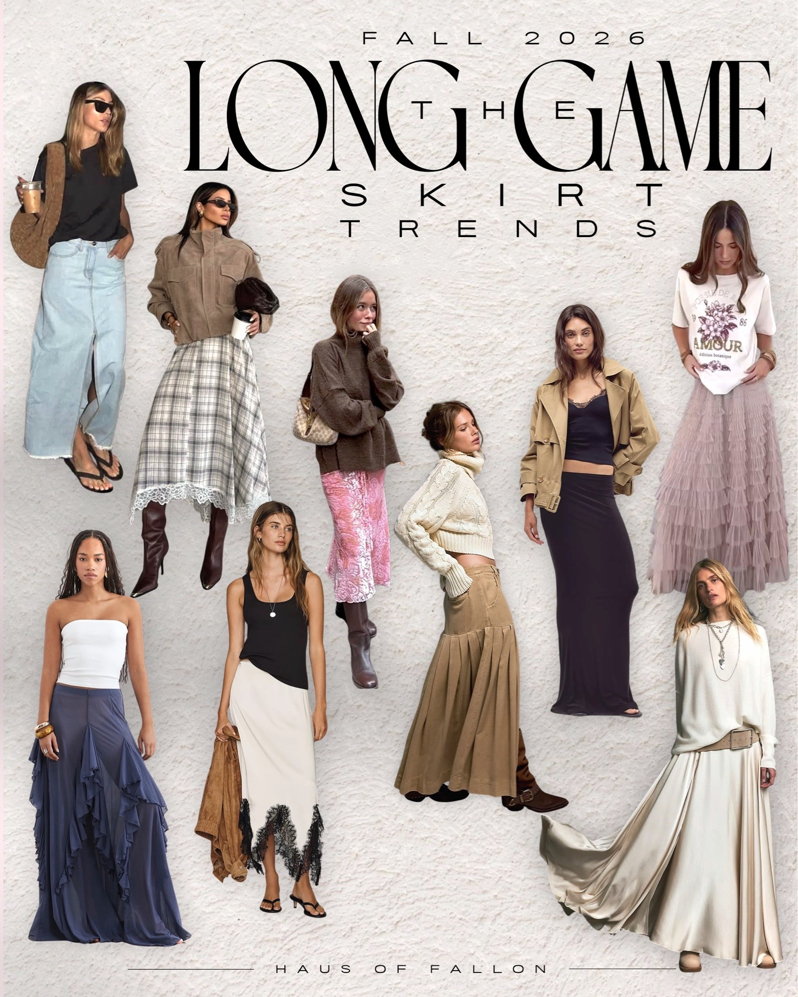 long game 🤎 Fall 2026 skirt trends are all about maxi + midi lengths with texture, movement & a little personality. Think plaid, pleats, satin, lace trim, tiered skirts, denim, suede, embellished details + romantic sheer layers.

From casual sneakers + knits to boots, oversized jackets & elevated basics, these are the fall skirts I’m loving for 2026 - and easy ways to wear them into cooler weather.

Shop my favorite maxi skirts, midi skirts + Fall 2026 outfit finds below. ↓

#Fall2026 #FallFashion2026 #FallTrends #SkirtTrends #MaxiSkirt #MidiSkirt #MaxiSkirtOutfit #FallOutfitIdeas #FallStyle #WomensFashion #FashionOver40 #StyleOver40 #LTKStyleTip #LTKFashion

#LTKootd #LTKSeasonal #LTKOver40