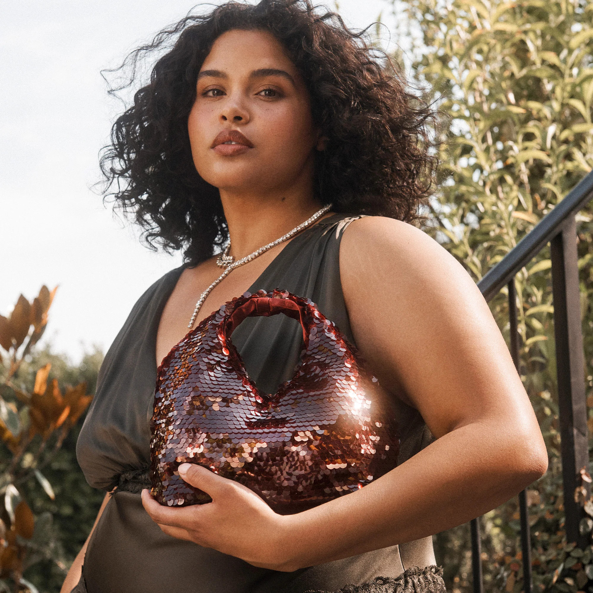 Dahlia Sequin Handbag Burgundy Sequin | DolceVita.com