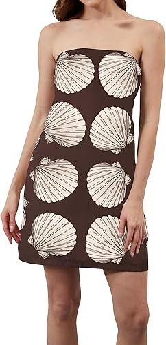 Women Strapless Tube Mini Dress Boho Floral Print Sleeveless Backless Short Dress Summer Going Ou... | Amazon (US)