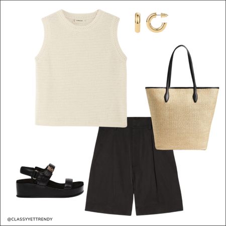 A NEW capsule wardrobe for the Summer season…Everyday Casual Summer Collection ☀️ This ready-made, complete wardrobe is perfect for moms, women who work from home, retired women or anyone needing all-casual outfits. 🙌

Crochet sweater tank
Black tailored shorts
Black dad sandals
Straw tote
