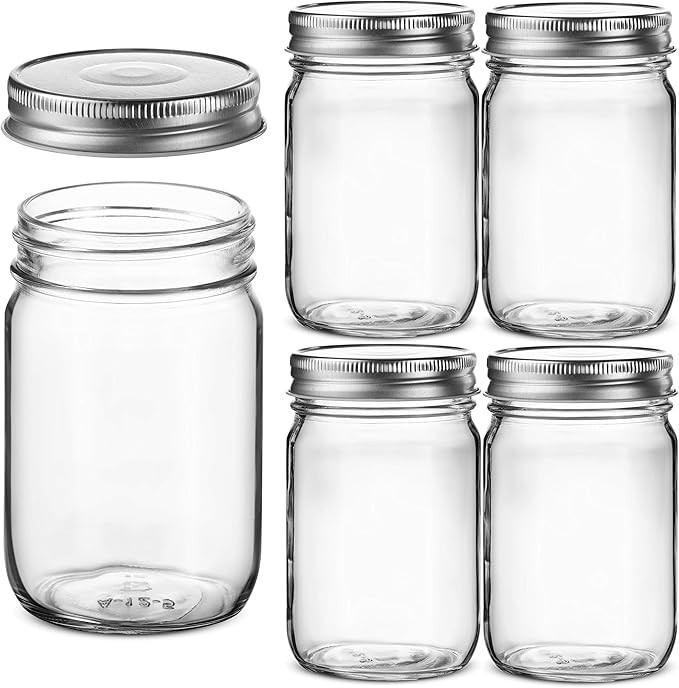 Paksh Novelty - Food Storage Container - Glass Jars with Silver Metal Airtight Lids for Meal Prep... | Amazon (US)