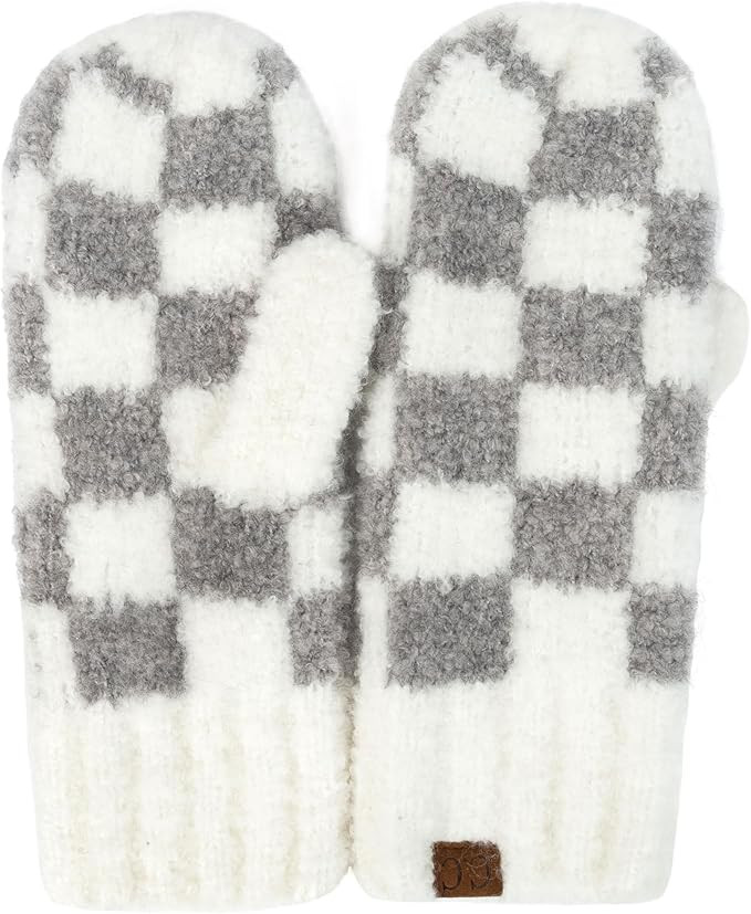 C.C CC Super Thick Fuzzy Fleeced Lined Warm Winter Knitted Mittens Gloves | Amazon (US)