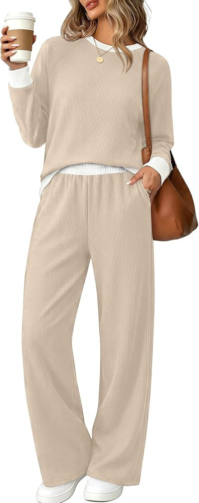 WIHOLL Two Piece Lounge Sets for Women Fall Travel Airport Vacation Outfits | Amazon (US)