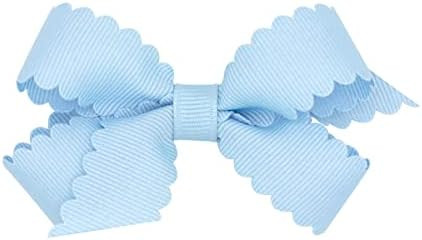 Amazon.com: Wee Ones Girl's Grosgrain Bow with Scalloped Edge on a WeeStay Clip, Mini, Copenhagen... | Amazon (US)