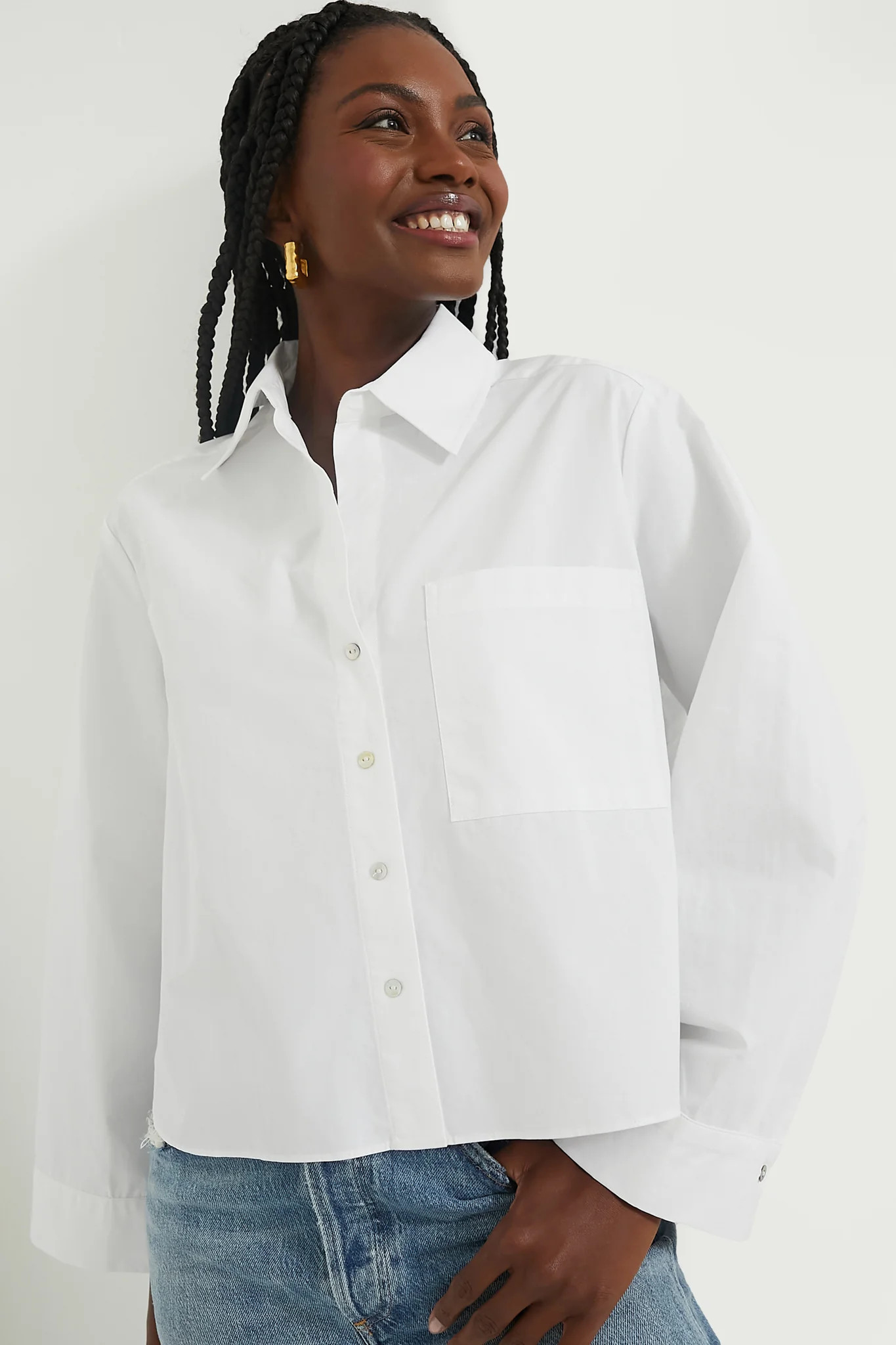 White Mara Cropped Button Down | Tuckernuck (US)