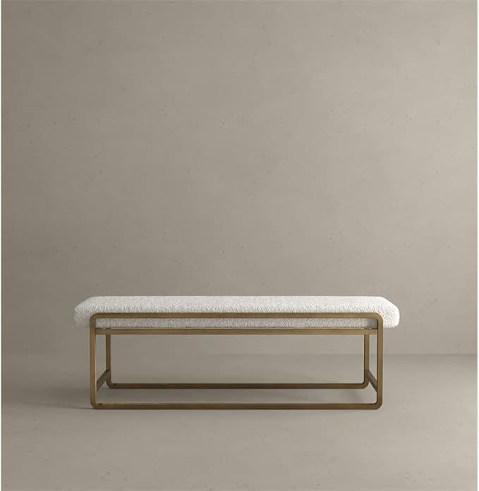 American Home Classic Cole Modern Stainless Steel/Boucle Bench in Brass/Ivory | Amazon (US)