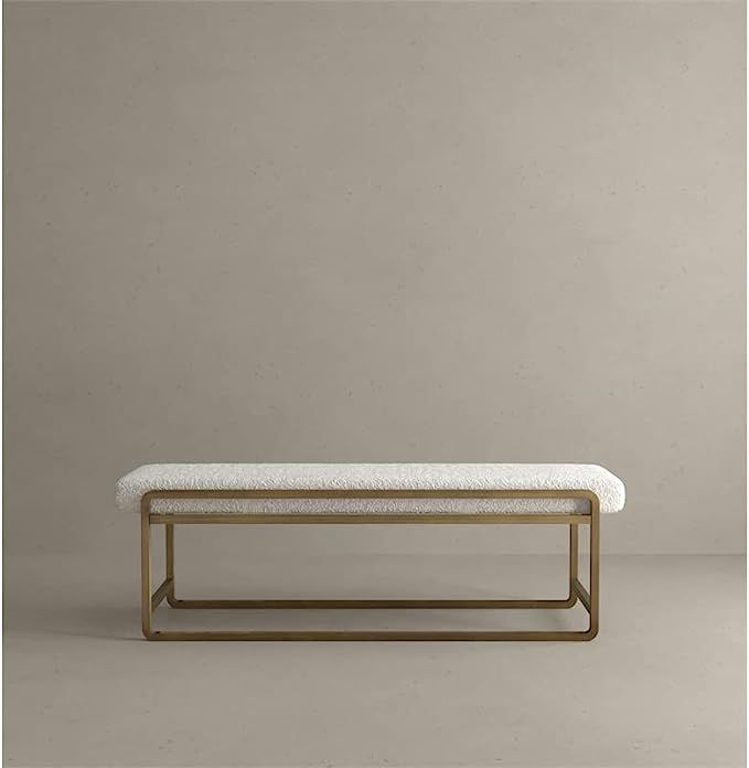 American Home Classic Cole Modern Stainless Steel/Boucle Bench in Brass/Ivory | Amazon (US)
