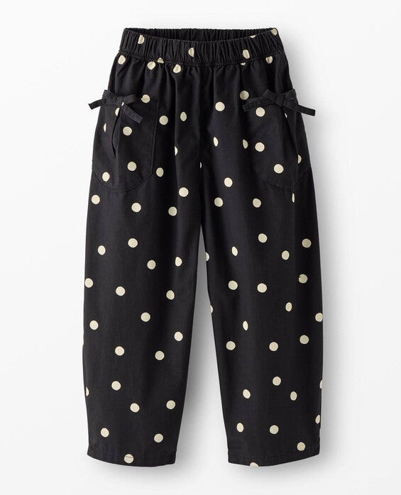 Girls' Dots On Black Dot Bow Pocket Pants in 100% Combed Cotton - Size Little Kids 5 by Hanna Andersson | Hanna Andersson