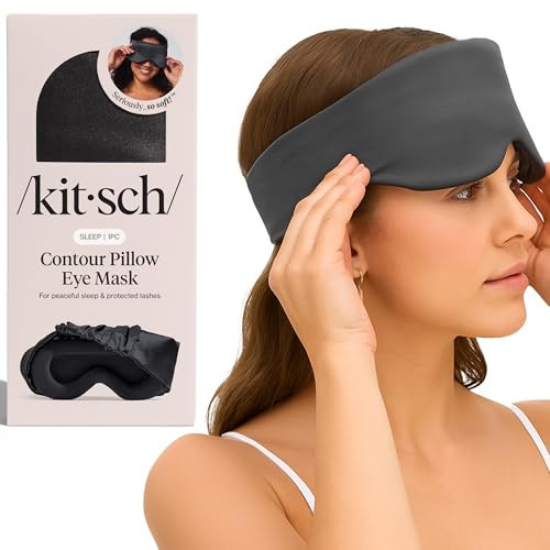 Kitsch Contour Pillow Eye Mask – Softer Than Silk Eye Masks for Sleep, Blindfold Sleep Masks for Women & Men, No Eye Pressure, Lightweight, Eye Care, Travel Essentials - Charcoal | Amazon (US)