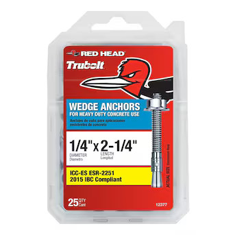 Red Head Trubolt 1/4-in x 2-1/4-in Wedge Anchors 25-Pack | Lowe's