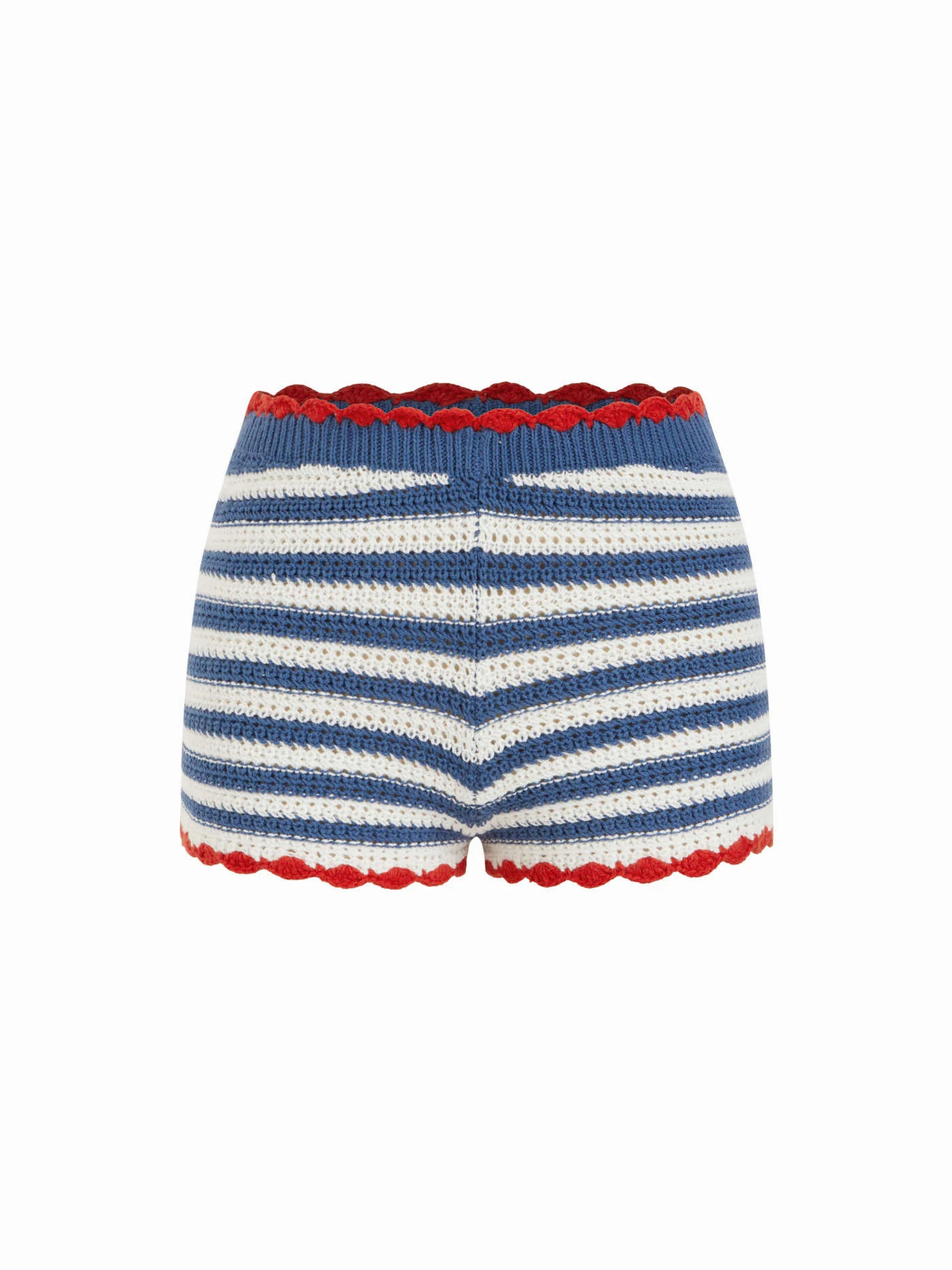 Knit Contrast Trim Crochet Low Rise Stripe Micro Shorts | Cider